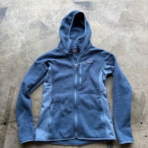 Blue Hooded Fleece Jacket